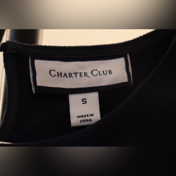 EUC Navy Embroidered Faux Suede Tunic - Charter Club Size S - Picture 6 of 6